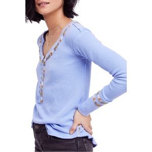 Free People Rainbow Thermal Henley Top NWT sz XS
